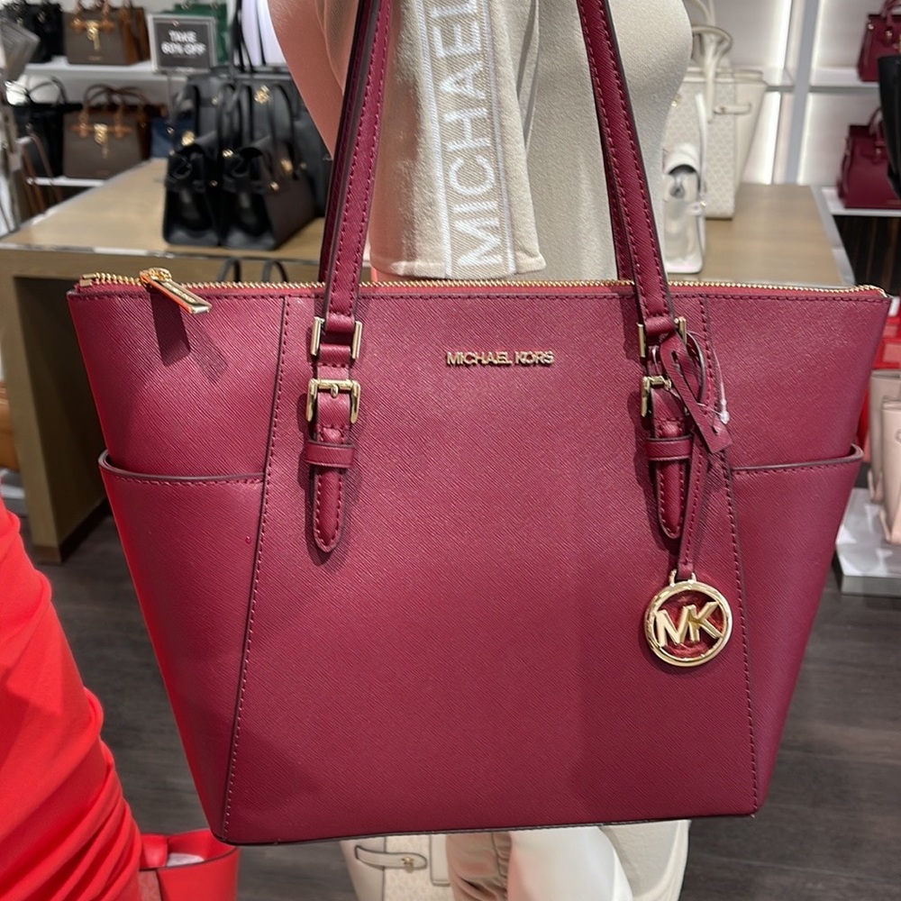 MICHAEL KORS Charlotte Large Leather Top-Zip Tote
Dark Cherry NWT - Picture 2 of 16